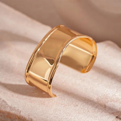 Stylish Punk Gold Stainless Steel Bracelet for Unisex Open Cuff Bangles