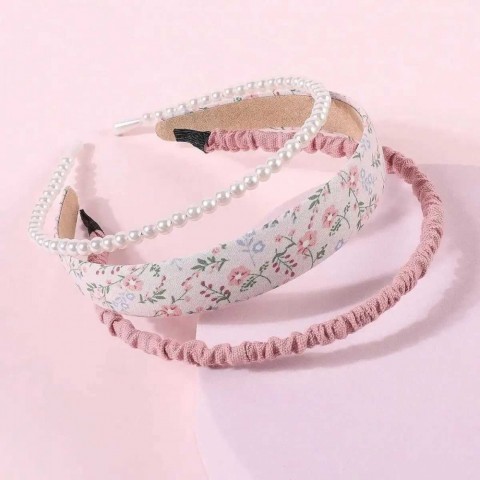 Elegant Women's 3Pcs Fashion Cloth Hair Bands Set, Simple Headband Accessories Y240909