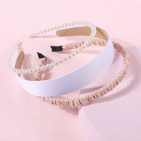 Elegant Women's 3Pcs Fashion Cloth Hair Bands Set, Simple Headband Accessories Y240909