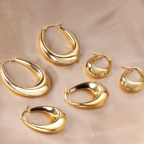 LUXUSTEEL Gothic Gold Charm Earrings for Women 10mm 13mm Bohemian Jewelry