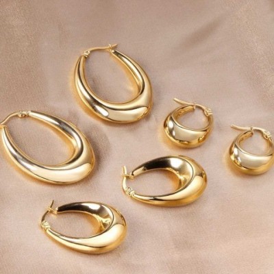 LUXUSTEEL Gothic Gold Charm Earrings for Women 10mm 13mm Bohemian Jewelry