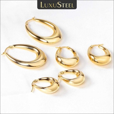 LUXUSTEEL Gothic Gold Charm Earrings for Women 10mm 13mm Bohemian Jewelry
