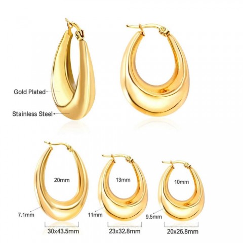 LUXUSTEEL Gothic Gold Charm Earrings for Women 10mm 13mm Bohemian Jewelry