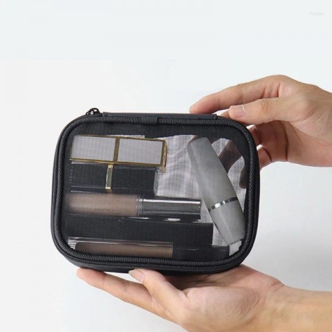 Cosmetic Bags for Women - Solid Color Makeup Bag with Zipper