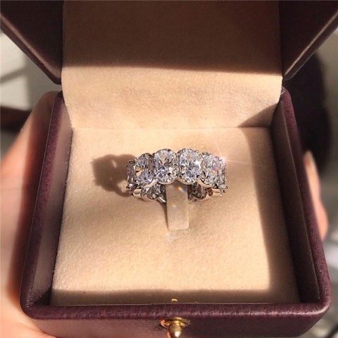 Choucong 2024 Designer Sterling Silver Oval White Topaz Moissanite Bridal Wedding Rings for Women