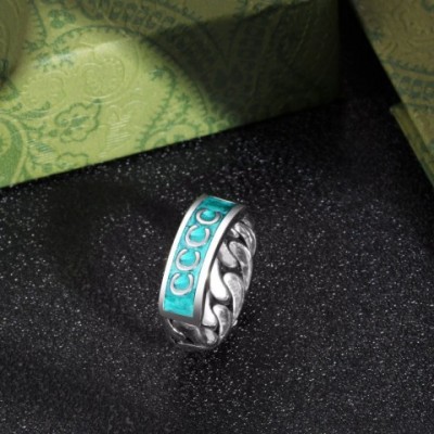 Unisex Sterling Silver Band Ring with Blue Enamel for Men and Women