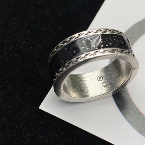 Unisex Sterling Silver Band Ring with Blue Enamel for Men and Women
