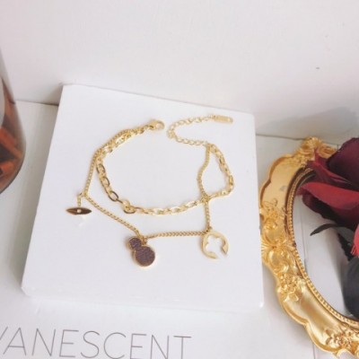 Elegant Women's 18K Gold Plated Moonstone Link Bracelet