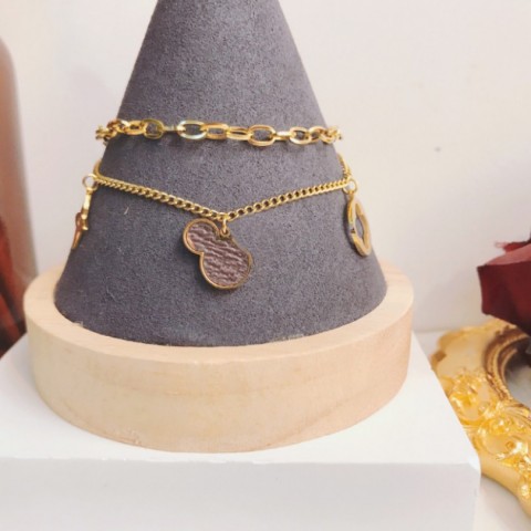 Elegant Women's 18K Gold Plated Moonstone Link Bracelet