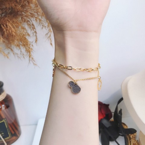 Elegant Women's 18K Gold Plated Moonstone Link Bracelet