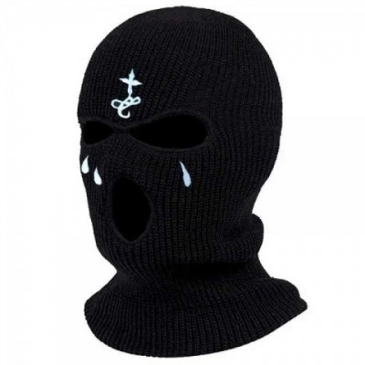 J241104 Men's Warm Cross Embroidered Full Face Balaclava Ski Mask