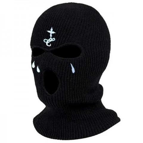 J241104 Men's Warm Cross Embroidered Full Face Balaclava Ski Mask