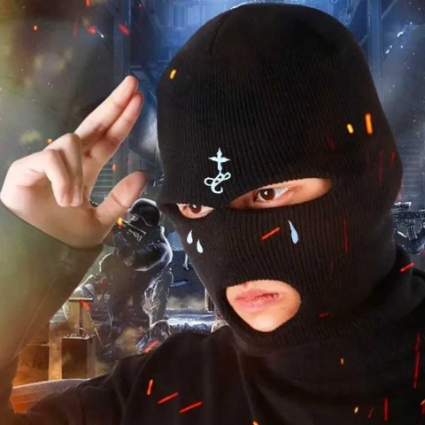 J241104 Men's Warm Cross Embroidered Full Face Balaclava Ski Mask