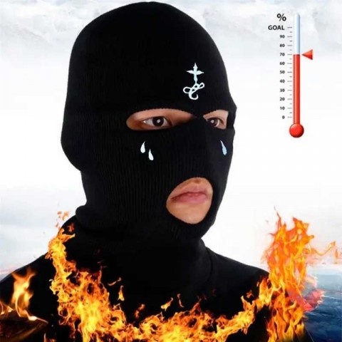 J241104 Men's Warm Cross Embroidered Full Face Balaclava Ski Mask