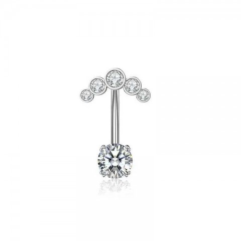 G23Titan Unisex 2 Side CZ Zircon Belly Button Ring 6-16mm Surgical Titanium