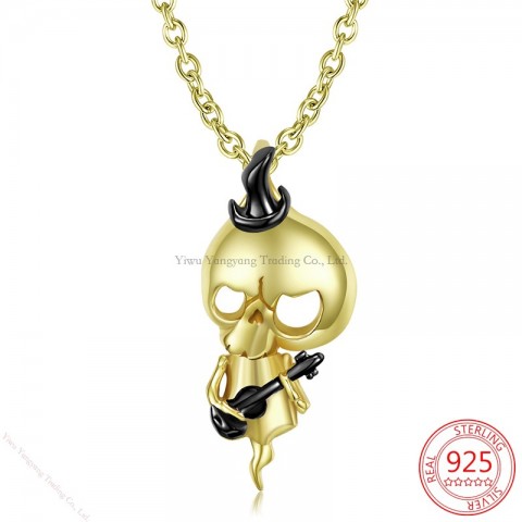 MAGIC CHARMS Women's Gothic 925 Silver Skull Necklace, Hypoallergenic & Adjustable