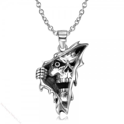 MAGIC CHARMS Women's Gothic 925 Silver Skull Necklace, Hypoallergenic & Adjustable