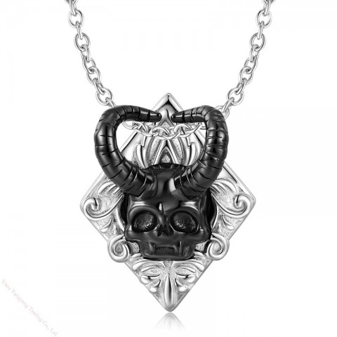 MAGIC CHARMS Women's Gothic 925 Silver Skull Necklace, Hypoallergenic & Adjustable