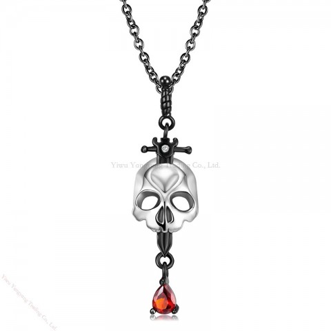 MAGIC CHARMS Women's Gothic 925 Silver Skull Necklace, Hypoallergenic & Adjustable