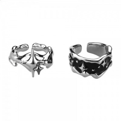 Silver Gothic Star Adjustable Ring for Men