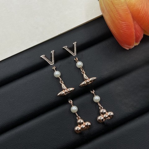 Designer Pearl Dangle Earrings in 18K Gold Plated with Heart Charm