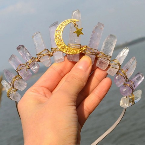 Natural Crystal Queen Tiaras Women's Wedding Bridal Diadem Headpiece 241225