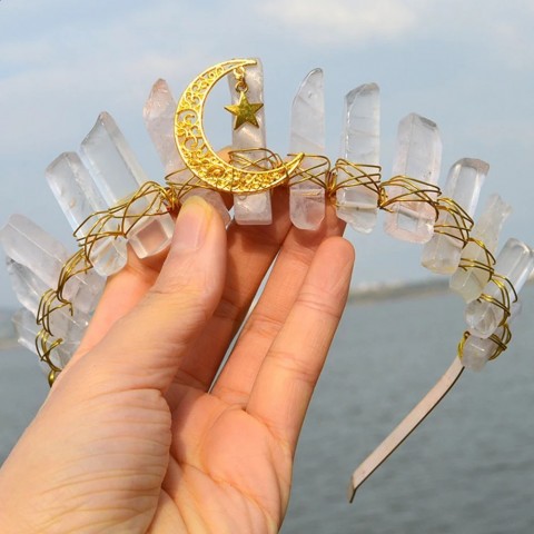 Natural Crystal Queen Tiaras Women's Wedding Bridal Diadem Headpiece 241225