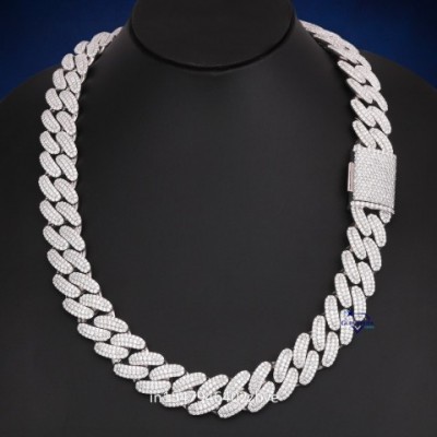 VVS Moissanite Diamond Pendant Necklace for Men - 22mm Iced Cuban Chain
