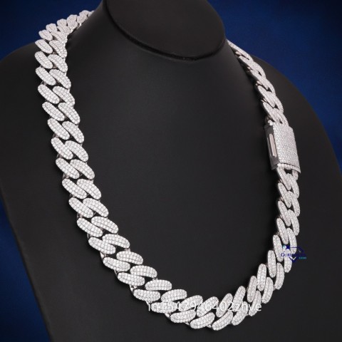 VVS Moissanite Diamond Pendant Necklace for Men - 22mm Iced Cuban Chain