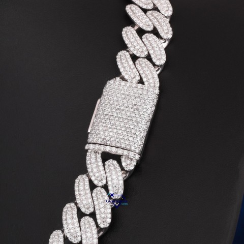VVS Moissanite Diamond Pendant Necklace for Men - 22mm Iced Cuban Chain