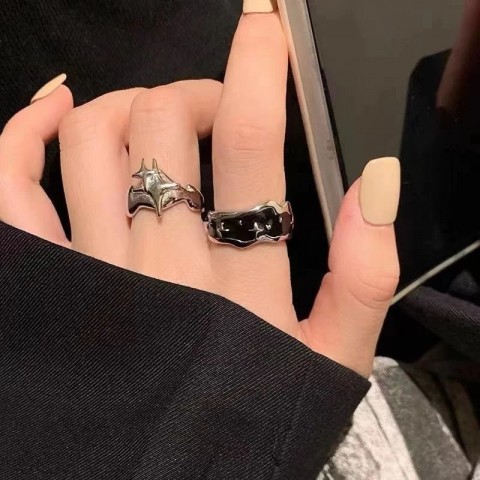 Silver Gothic Star Adjustable Ring for Men