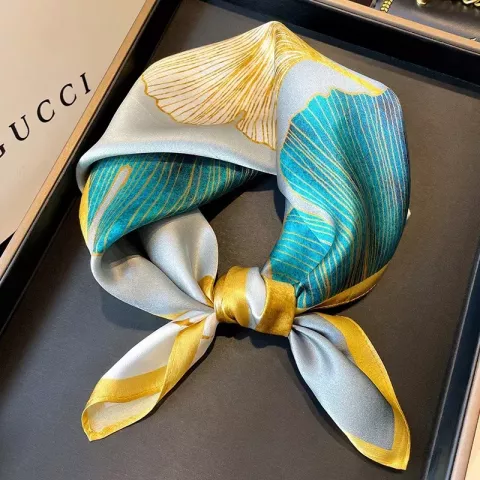 100% Natural Silk Scarf for Women - Fashionable Print Square Shawl & Hijab 2023
