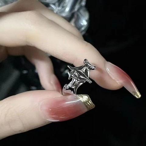 Silver Gothic Star Adjustable Ring for Men