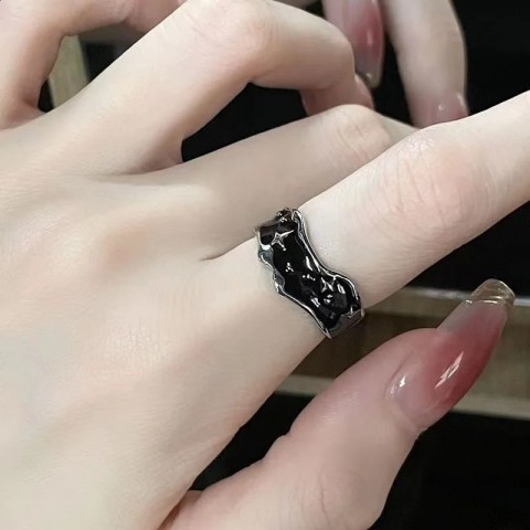 Silver Gothic Star Adjustable Ring for Men