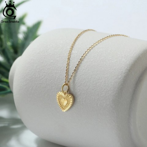 ORSA JEWELS Women's 14K Gold & 925 Sterling Silver Initial Heart Layered Necklace