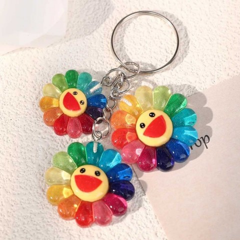 90s Rainbow Flower Keyring - Daisy Design for Women - Gift Idea W240911