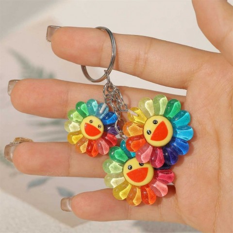 90s Rainbow Flower Keyring - Daisy Design for Women - Gift Idea W240911