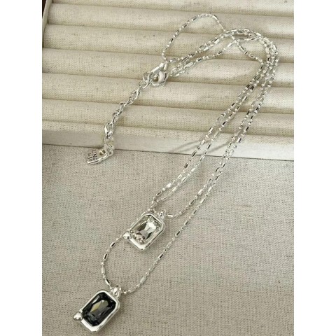 Luxury Two-Tone Gem Pendant Necklace by YS 2025 UNOde50 for Women