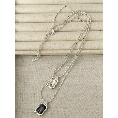 Luxury Two-Tone Gem Pendant Necklace by YS 2025 UNOde50 for Women