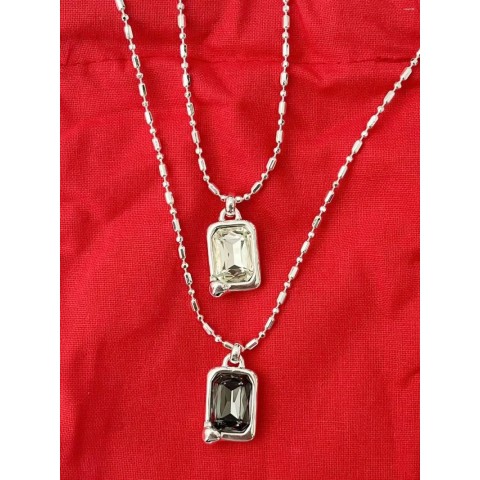 Luxury Two-Tone Gem Pendant Necklace by YS 2025 UNOde50 for Women