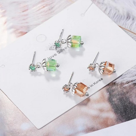 Lekani Women's Flower Stud Earrings 925 Sterling Silver Crystal Fine Jewelry