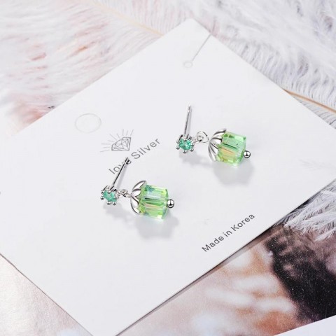 Lekani Women's Flower Stud Earrings 925 Sterling Silver Crystal Fine Jewelry