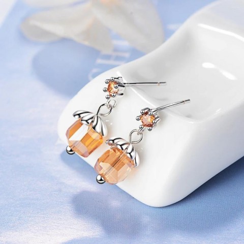 Lekani Women's Flower Stud Earrings 925 Sterling Silver Crystal Fine Jewelry