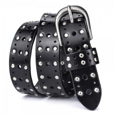 Y2K Punk Style Denim Trouser for Women with Hollow Leather and Rivets
