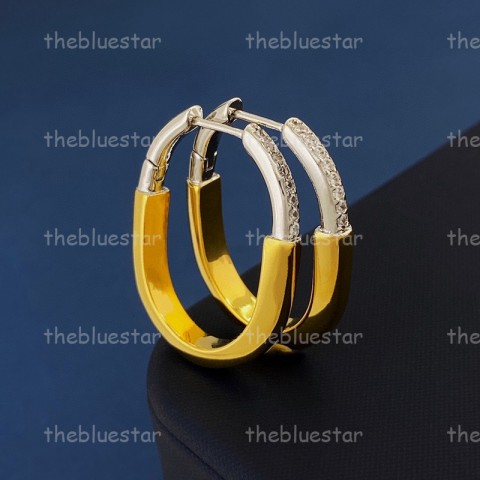 CYD2412021F5 Unisex 18K Gold Plated Hoop & Huggie Earrings for Party Wear