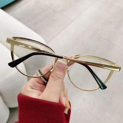Trendy Metal Cat Eye Anti-Blue Light Glasses - Unisex Plain Frame