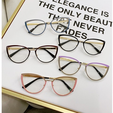 Trendy Metal Cat Eye Anti-Blue Light Glasses - Unisex Plain Frame