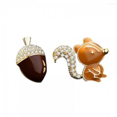Squirrel Ear Stud Earrings Men's Asymmetrical Dangle Chandelier Gold Earrings