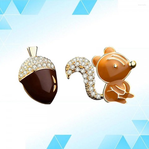 Squirrel Ear Stud Earrings Men's Asymmetrical Dangle Chandelier Gold Earrings