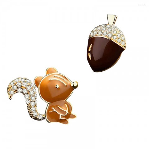 Squirrel Ear Stud Earrings Men's Asymmetrical Dangle Chandelier Gold Earrings